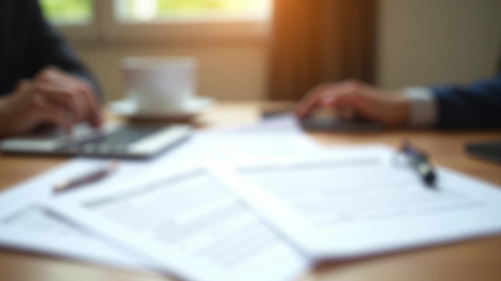 Documentos de registo comercial em cima de uma secretária com caneta e óculos