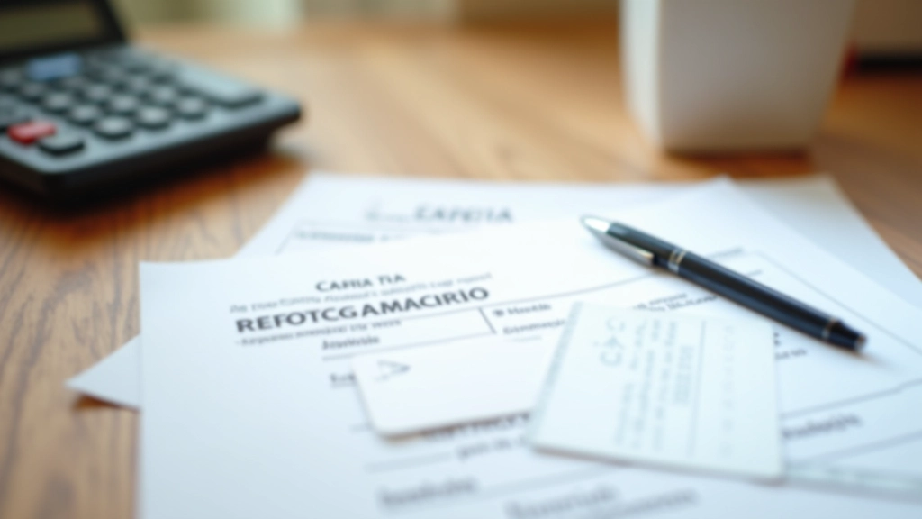 Cartão de contribuinte fiscal português em cima de documentos de registo